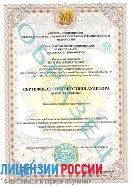 Образец сертификата соответствия аудитора №ST.RU.EXP.00014300-1 Багаевский Сертификат OHSAS 18001